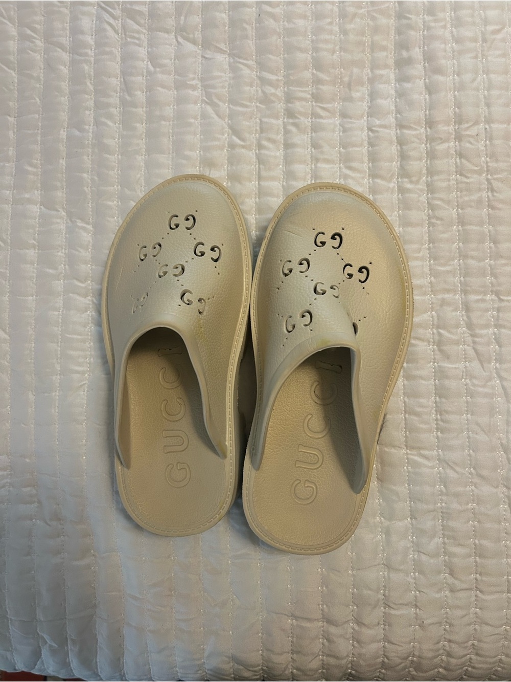 Beige Platform Slide Sandals